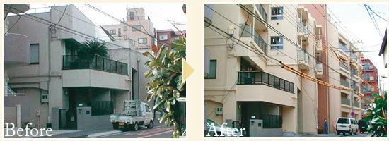 非常に困難な条件を克服した増改築マンション。 Before After